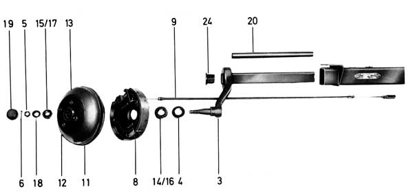 Explosionszeichnung der Peitz EBG10U Achse
