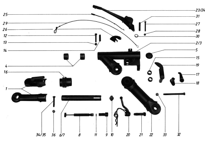 Explosionszeichnung der Peitz PAH Auflaufbremsen
