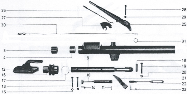Explosionszeichnung der Peitz PAV/SR Auflaufbremsen